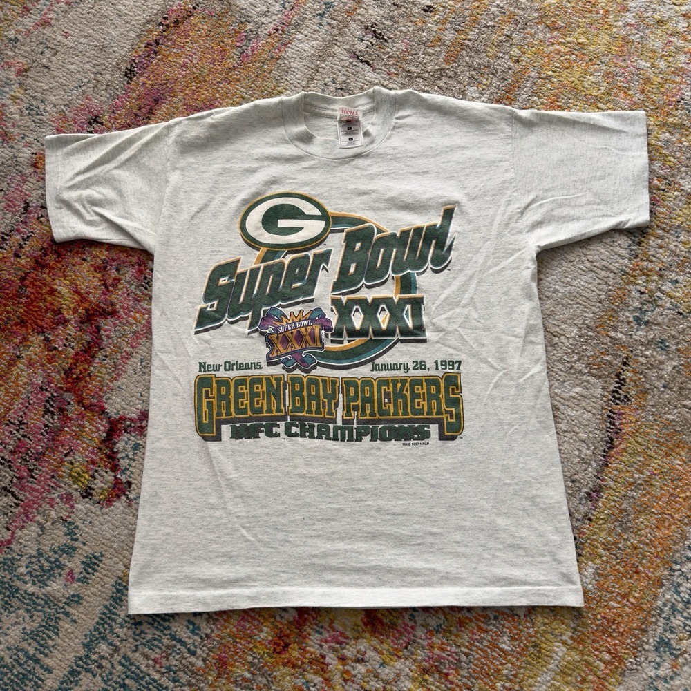 Vintage 1997 Green Bay Packers Super Bowl XXXI NFC Champions T-Shirt SIZE L